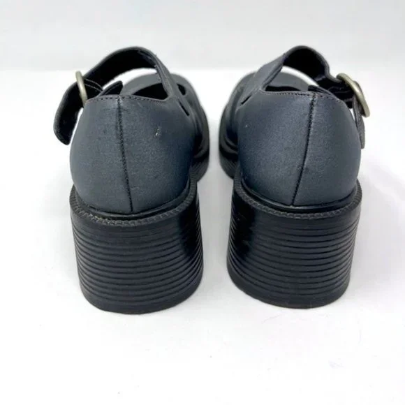 LEI Y2K vintage girls Chunky Mary Janes EMILIM gray floral embroidered US 1 BoxK - Picture 4 of 8